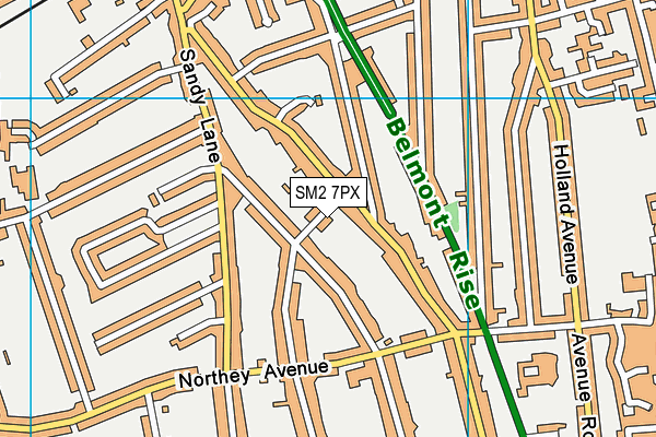 SM2 7PX map - OS VectorMap District (Ordnance Survey)