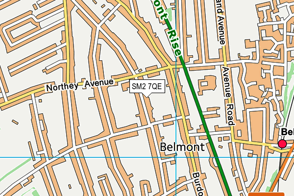 SM2 7QE map - OS VectorMap District (Ordnance Survey)