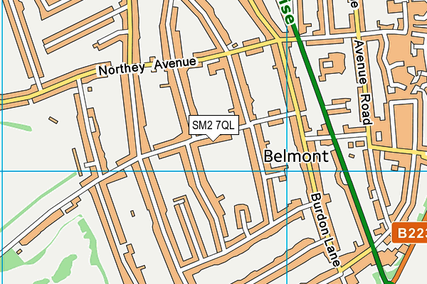 SM2 7QL map - OS VectorMap District (Ordnance Survey)
