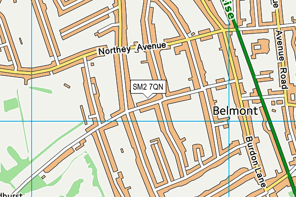 SM2 7QN map - OS VectorMap District (Ordnance Survey)