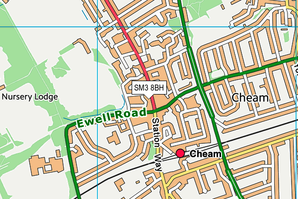 SM3 8BH map - OS VectorMap District (Ordnance Survey)