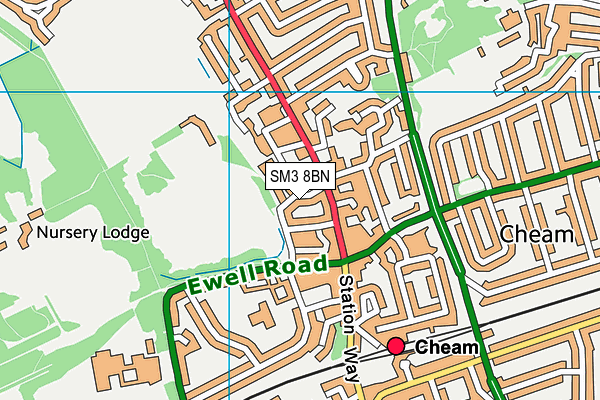 SM3 8BN map - OS VectorMap District (Ordnance Survey)