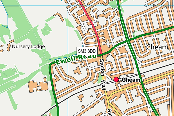 SM3 8DD map - OS VectorMap District (Ordnance Survey)