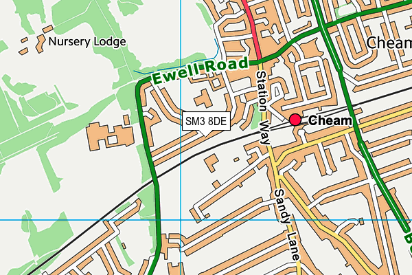 SM3 8DE map - OS VectorMap District (Ordnance Survey)