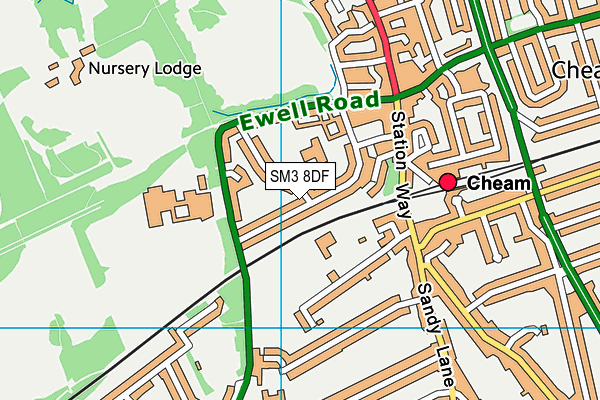 St Dunstan's Cheam CofE Primary School map (SM3 8DF) - OS VectorMap District (Ordnance Survey)