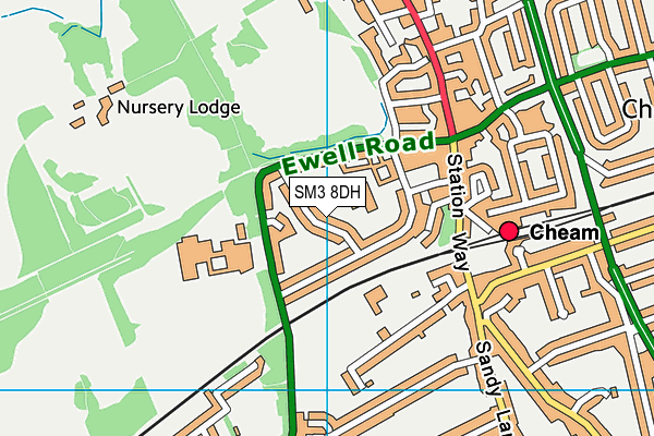 SM3 8DH map - OS VectorMap District (Ordnance Survey)