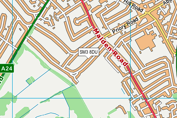 SM3 8DU map - OS VectorMap District (Ordnance Survey)