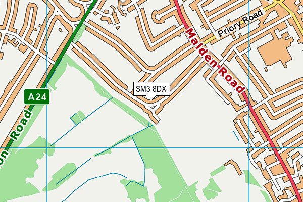 SM3 8DX map - OS VectorMap District (Ordnance Survey)