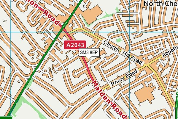 Cheam Leisure Centre map (SM3 8EP) - OS VectorMap District (Ordnance Survey)