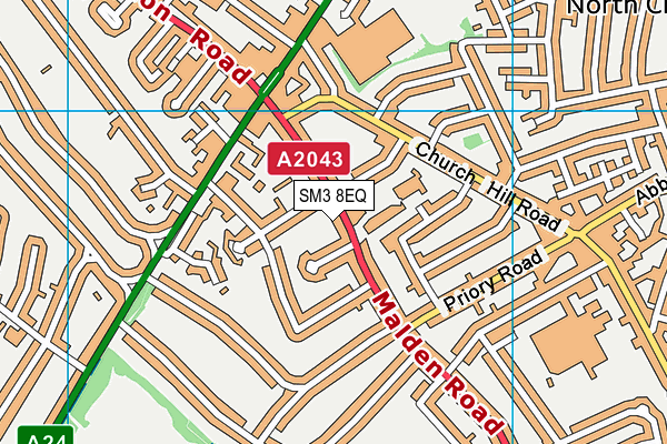 SM3 8EQ map - OS VectorMap District (Ordnance Survey)