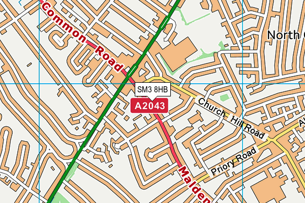 SM3 8HB map - OS VectorMap District (Ordnance Survey)