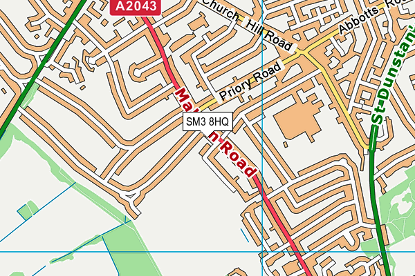 SM3 8HQ map - OS VectorMap District (Ordnance Survey)