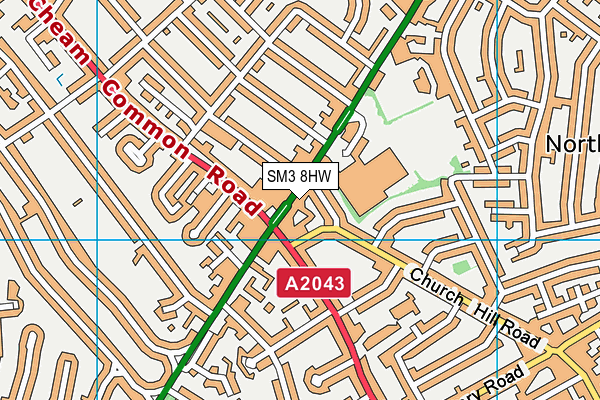 SM3 8HW map - OS VectorMap District (Ordnance Survey)