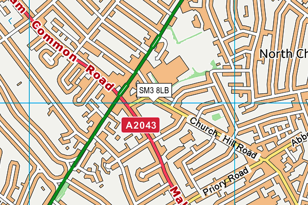 SM3 8LB map - OS VectorMap District (Ordnance Survey)