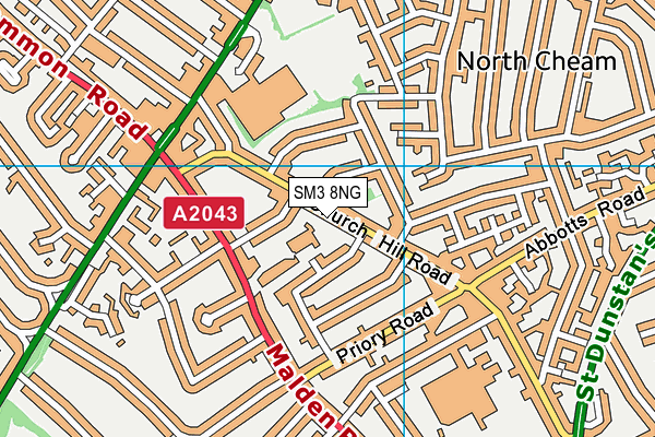 SM3 8NG map - OS VectorMap District (Ordnance Survey)