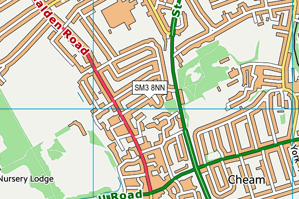 SM3 8NN map - OS VectorMap District (Ordnance Survey)