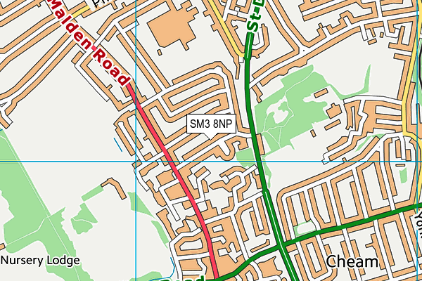 SM3 8NP map - OS VectorMap District (Ordnance Survey)