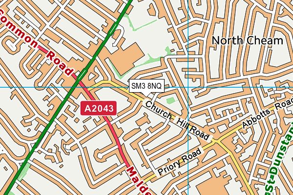 SM3 8NQ map - OS VectorMap District (Ordnance Survey)