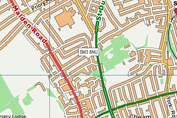 SM3 8NU map - OS VectorMap District (Ordnance Survey)