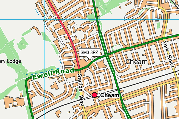 SM3 8PZ map - OS VectorMap District (Ordnance Survey)