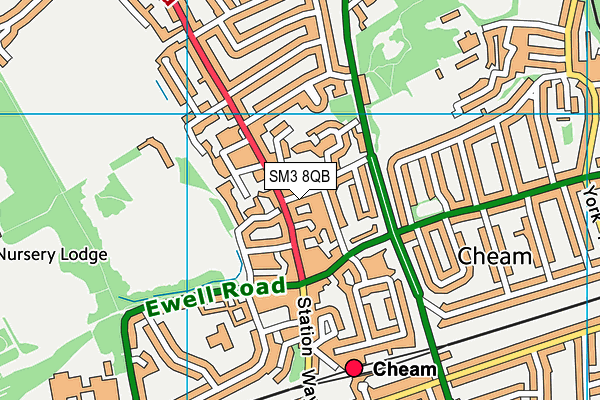 SM3 8QB map - OS VectorMap District (Ordnance Survey)