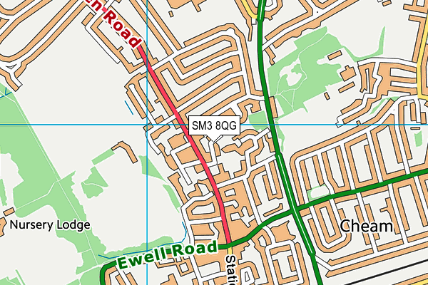 SM3 8QG map - OS VectorMap District (Ordnance Survey)