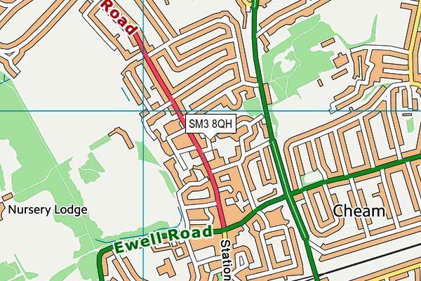 SM3 8QH map - OS VectorMap District (Ordnance Survey)