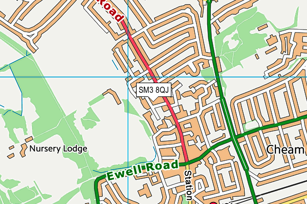 SM3 8QJ map - OS VectorMap District (Ordnance Survey)