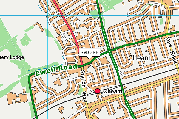 SM3 8RF map - OS VectorMap District (Ordnance Survey)