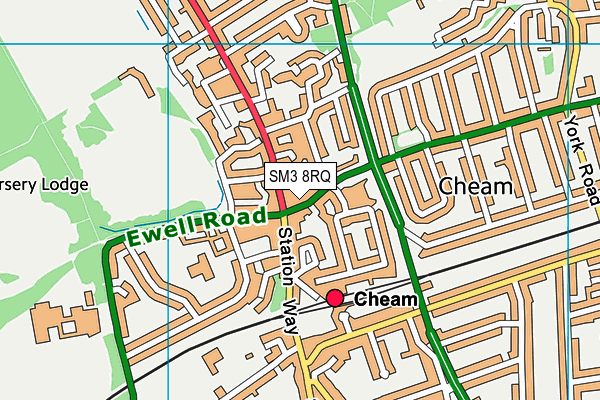 SM3 8RQ map - OS VectorMap District (Ordnance Survey)