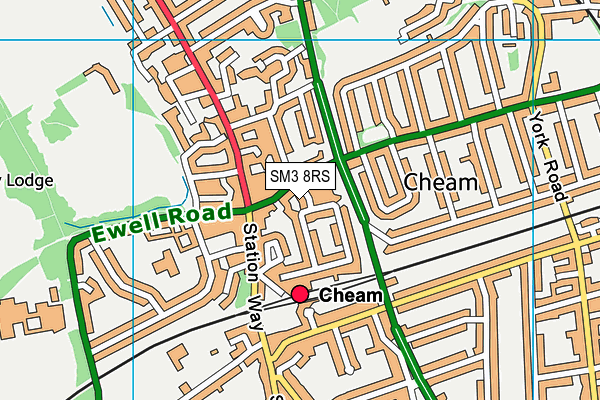 SM3 8RS map - OS VectorMap District (Ordnance Survey)