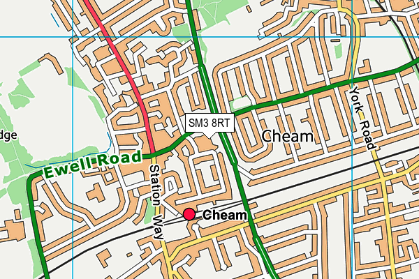 SM3 8RT map - OS VectorMap District (Ordnance Survey)