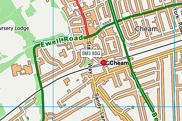 SM3 8SG map - OS VectorMap District (Ordnance Survey)