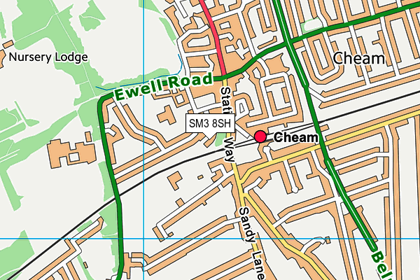 SM3 8SH map - OS VectorMap District (Ordnance Survey)