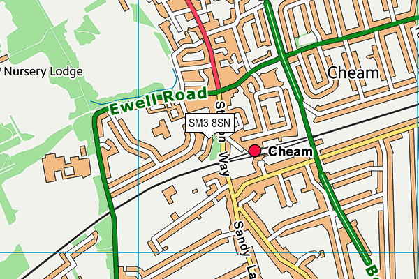 SM3 8SN map - OS VectorMap District (Ordnance Survey)