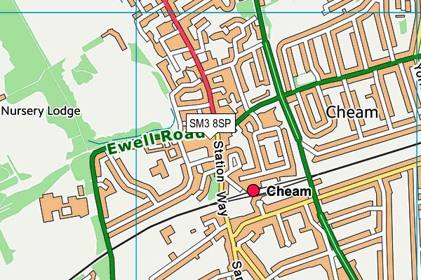 SM3 8SP map - OS VectorMap District (Ordnance Survey)