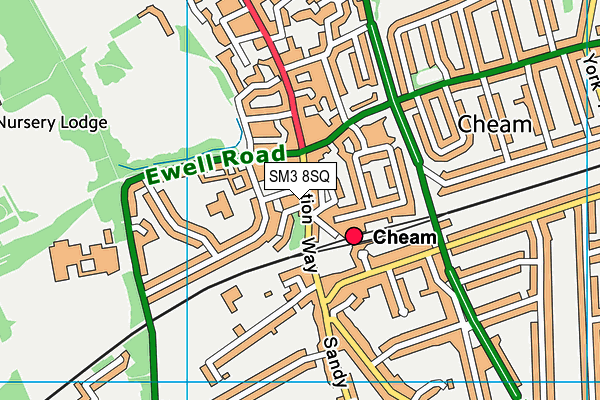 SM3 8SQ map - OS VectorMap District (Ordnance Survey)