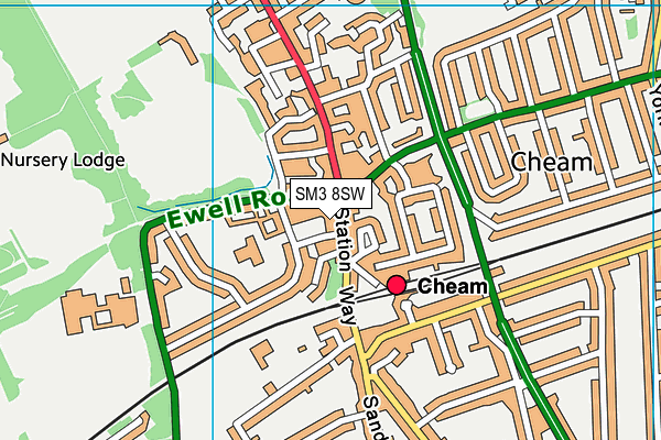 SM3 8SW map - OS VectorMap District (Ordnance Survey)