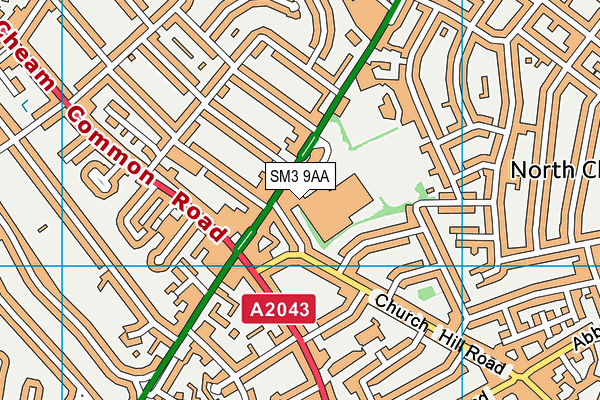 SM3 9AA map - OS VectorMap District (Ordnance Survey)