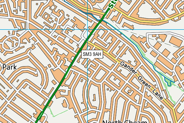 SM3 9AH map - OS VectorMap District (Ordnance Survey)