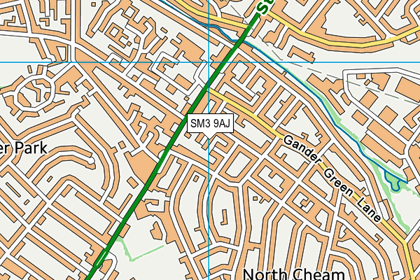 SM3 9AJ map - OS VectorMap District (Ordnance Survey)
