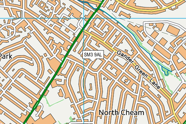 SM3 9AL map - OS VectorMap District (Ordnance Survey)