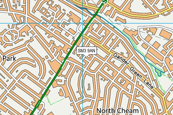SM3 9AN map - OS VectorMap District (Ordnance Survey)