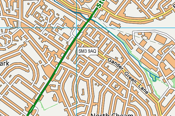 SM3 9AQ map - OS VectorMap District (Ordnance Survey)