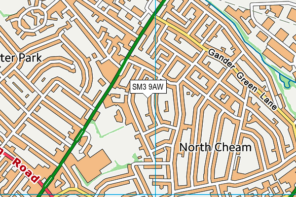 SM3 9AW map - OS VectorMap District (Ordnance Survey)