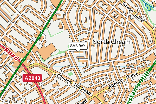 SM3 9AY map - OS VectorMap District (Ordnance Survey)