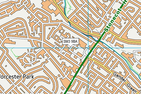 SM3 9BA map - OS VectorMap District (Ordnance Survey)