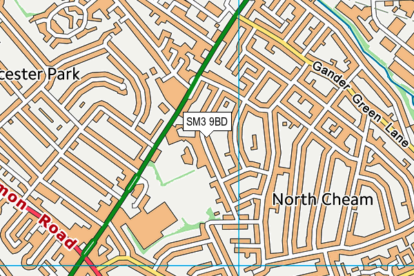 SM3 9BD map - OS VectorMap District (Ordnance Survey)