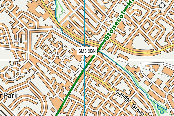 SM3 9BN map - OS VectorMap District (Ordnance Survey)