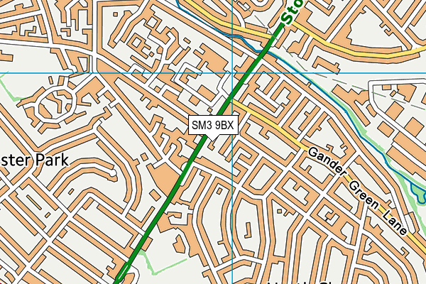 SM3 9BX map - OS VectorMap District (Ordnance Survey)